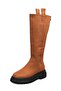 Tan Color Suede Fur Lined Women's Boots with Back Zipper - 5