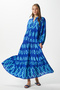 Modest Women's Megan 100% Viscose Maxi Length Blue Layered Balloon Sleeve Long Summer Dress - 3