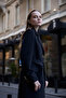 Gold Detailed Double-Breasted Coat Black