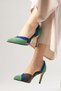 Anita Green Color Suede Color Block Women's Stiletto Heeled Shoes - 5