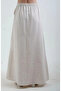 Cream Elastic Waist Maxi Linen Skirt - 4069 - 4