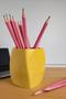 Concrete Yellow Pen Holder - 2
