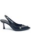 Feles Open Back Stone Detailed Stiletto Women's Shoes Black - 2