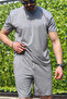 Men's Gray Set of 2 Relaxed Fit 100% Cotton Breathable Lycra Fabric Summer Tracksuit Complete - 6