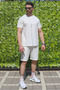 Men's White Set of 2 Relaxed Cut 100% Cotton Breathable Lycra Fabric Summer Tracksuit Complete - 3