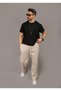 Men's Baggy Loose Cut Pique Trousers with Elastic Waist Original Fit - 4
