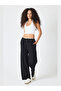Women's Belt White Garnished Pleat Detailed Modal Fabric Wide Leg Sweatpants