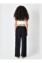 Women's Belt White Garnished Pleat Detailed Modal Fabric Wide Leg Sweatpants - 4