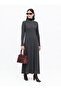 Ruffle Detailed Turtleneck Knitwear Hijab Dress - Anthracite - - 2