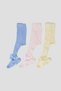 3 Pieces of Cotton Girls and Baby Pantyhose with Ribbon Accessories - 2