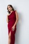 Women's Burgundy Off-The-Shoulder Midi Party Dress - 2