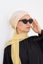 Beige Practical Ready-To-Wear Hijab Bonnet with Pleated Braided Chiffon Scarf 1825A_12 - 6