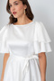 Women's White Short Sleeve Bow Midi Satin Dress - 4
