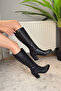 Women's Paris Black Leather Side Zipper Below the Knee Boots - 4