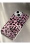 iPhone 13/14/15 Case Holographic Pink Leopard Pattern Shock-Absorbing Camera Protection Silicone - 4