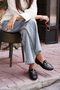 Women's Genuine Leather Chain Loafer Casual Shoe Tanle Black - 8
