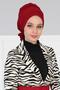Stitched Pleated Chiffon Ready Turban,Burgundy,Ht-31