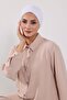 Combed Cotton Bonnet Turban with Detachable Bow on the Back, S-4, White - 7
