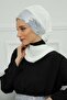 Chiffon Ready-To-Wear Turban with Scarf and Sequin Accessories, Ht-54P, Off-White - Silver - 4