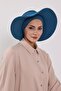 Combed Cotton Bonnet Turban with Detachable Bow on the Back, S-4, Petrol - 4