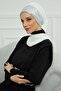 Chiffon Ready-To-Wear Turban with Scarf and Sequin Accessories, Ht-54P, Off-White - Silver
