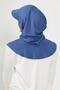 Combed Cotton Women's Ready-To-Wear Bonnet with Visor and Concealer Feature, B-88P, Indigo - 7