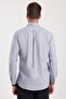 Classic Fit Long Sleeve Oxford Texture Collar Buttoned Pocket Embroidered Men's Blue Shirt - 7