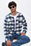 Men's Relax Fit Relaxed Cut Lumberjack Apple Collar Double Pocket Flap Checked Winter Shirt