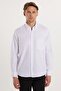 Classic Fit Long Sleeve Straight Collar Buttoned White Men's Shirt with Pockets - 4