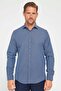 Men's Slim Fit Long Sleeve Cotton Easy-Iron Dobby Navy Blue Shirt
