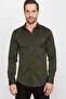 Slim Fit Long Sleeve Lycra Plain Cotton Satin Men's Khaki Shirt