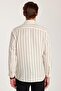 Regular Fit Classic Cut Oversized Linen Look Cotton Pack Striped Drapey Comfortable Pocketed Sports Shirt - 5