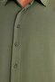 Oversize Seasonal Linen Textured Loose Fit Long Sleeve Comfortable Use Men's Khaki Shirt - 3
