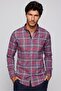 Men's Slim Fit Slim Cut Long Sleeve Cotton Easy-Iron Checkered Button-Down Collar Shirt