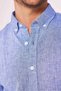 Navy Blue Linen Premium Series - Slim Fit Slim Fit Sports Shirt, Long Sleeve and Button Collar - 4