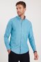 Men's Oxford Texture Turquoise Slim Fit Shirt - Long Sleeve, Buttoned Collar - 5
