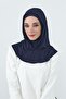 Combed Cotton Women's Ready-Made Bonnet with Hood and Concealer Feature, B-89P, Navy Blue - 6
