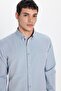 Men's Slim Fit Slim Fit Long Sleeve Cotton Oxford Texture Easy Iron Grey Button Lapel Shirt