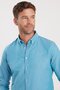 Men's Oxford Texture Turquoise Slim Fit Shirt - Long Sleeve, Buttoned Collar - 2
