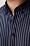 Men's Slim Fit Slim Cut Long Sleeve Cotton Easy-Iron Striped Navy Blue Button-Down Collar Shirt - 4