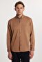 Men's Regular Fit Classic Cut Cotton Oxford Texture Brown Button Lapel Shirt - 3
