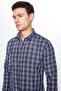 Men's Slim Fit Slim Cut Long Sleeve Cotton Easy-Iron Checkered Button-Down Collar Shirt - 3