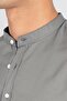 Men's Slim Fit, Narrow Cut, Cotton, Easy-Iron, Gray, Stand-Up Collar Shirt - 3