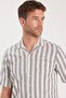 Men's Regular Fit Classic Cut Short Sleeve Apaş Collar Striped Pocket 100% Cotton Shirt - 2