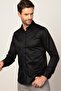 Slim Fit Long Sleeve Dobby Men's Black Shirt