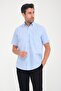 Classic Short Sleeve Linen Flax Collar Button Gift Boxed Men's Shirt Fs-001202 - Blue