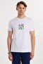Men's Slim Fit Slim Fit 100% Cotton Soft Texture Printed White Crew Neck T-Shirt