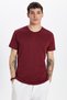 Unisex Slim Fit Slim Fit 100% Cotton Soft Textured Burgundy Crew Neck T-Shirt - 5