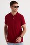 Men's Regular Fit Classic Cut 100% Cotton Plain Pique Pocket Burgundy Polo Neck T-Shirt