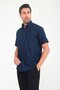 Classic Short Sleeve Linen Linen Collar Button Gift Boxed Men's Shirt Fs-001202 - Navy Blue - 8